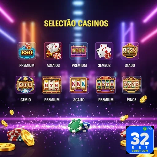 Imagem de jogos de cassino no site 32bet, destacando diversas opções de entretenimento e apostas online.