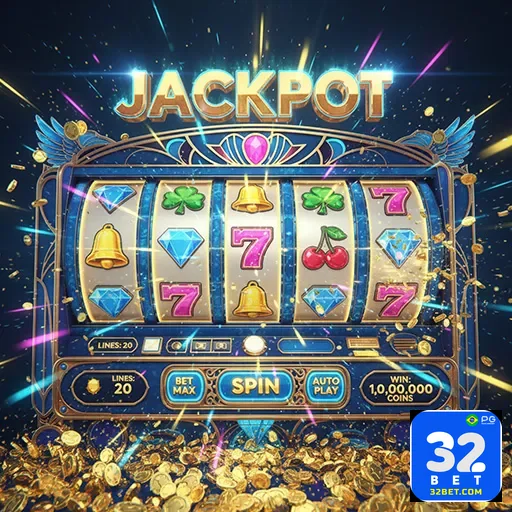 Imagem de slots no 32bet, site de apostas e jogos, com símbolos coloridos e tema de cassino